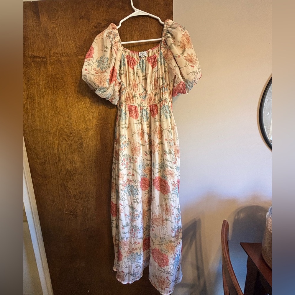 Polagram Floral Maxi Dress - Cream and Pink